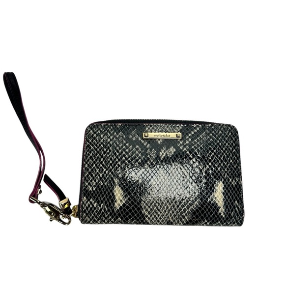 STELLA & DOT faux leather wallet wristlet 6”x 4” snake print - Picture 1 of 5